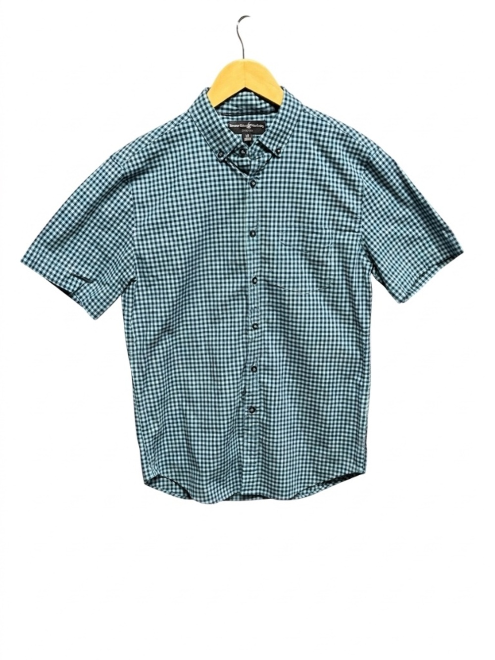 BEVERLY HILLS POLO CLUB Mens M Short Sleeve Gingham Stretch Button Down Shirt